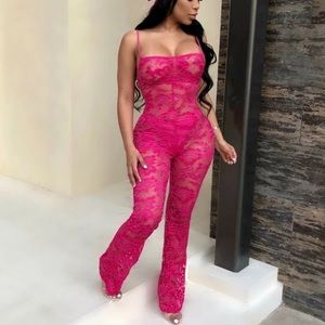PINK LACE JUMPSUIT
